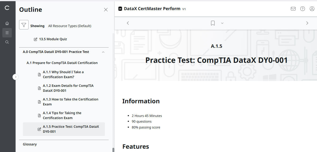 CompTIA DataX CertMaster Perform (V1)