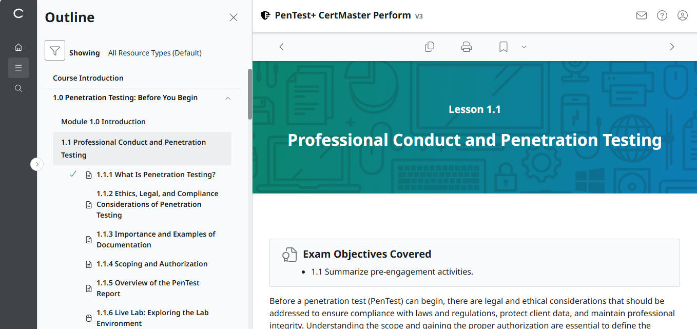 CompTIA PenTest+ PT0-003 (V3) CertMaster Perform – Pre-Configured Account | 3-Month Access | No Access Code