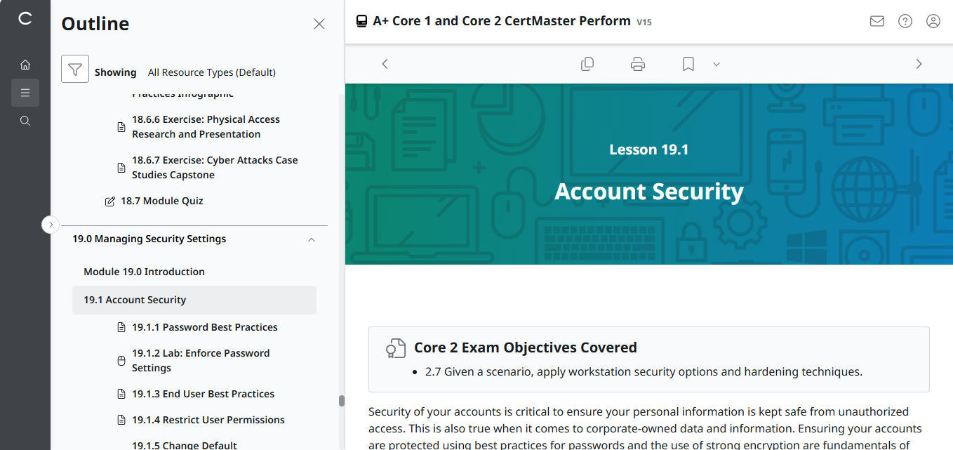 CertMaster Perform for CompTIA A+ Core 1 & 2  (V15) (120 Days  Access)