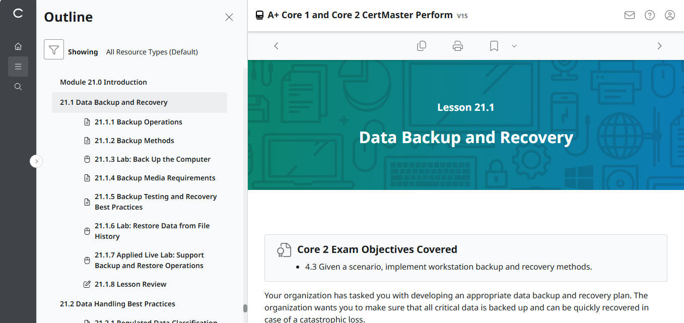 CertMaster Perform for CompTIA A+ Core 1 & 2  (V15) (120 Days  Access)