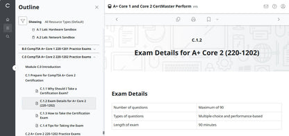 CertMaster Perform for CompTIA A+ Core 1 & 2  (V15) (120 Days  Access)
